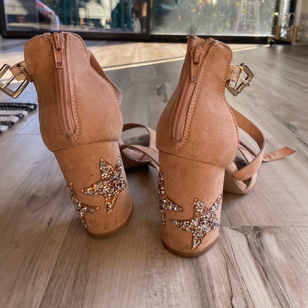 Pink Suede Rhinestone Star Heel Sz. 10